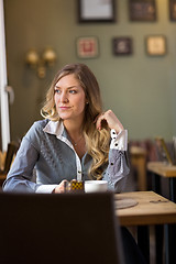Image showing Woman Looking Away At Cafe