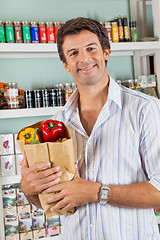 Image showing Man With Grocery Bag In Supermarket