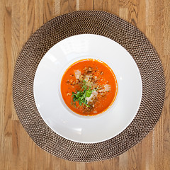 Image showing Tomato Soup On Table