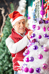 Image showing Owner Decorating Christmas Tree With Balls