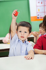 Image showing Boy Showing Clay Model In Preschool