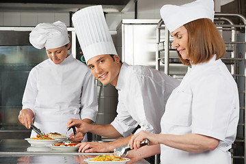 Image showing Male Chef With Colleagues Working In Kitchen