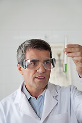 Image showing Teacher Analyzing Chemical Solution In Science Lab