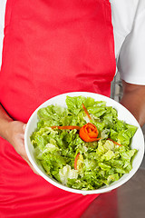 Image showing Chef Presenting Salad