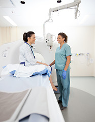 Image showing Nurse With Patient In CT Scan Room