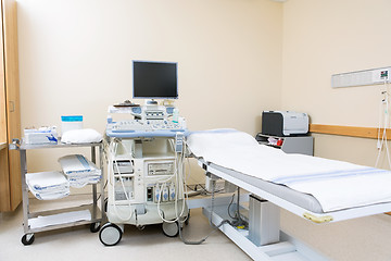 Image showing Ultrasound Machine And Bed In Hospital