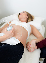 Image showing Pregnant Woman Undergoing Ultrasound