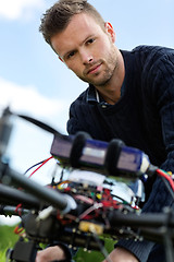 Image showing Engineer With UAV Helicopter