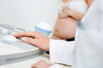 Image showing Gynecologist Using Ultrasound Machine