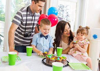 Image showing Family Celebrating Birthday Party At Home