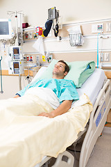 Image showing Male Patient Resting On Bed