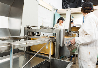 Image showing Beekeepers Working On Honey Extraction Plant