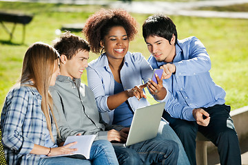 Image showing Students With Using Mobilephone In University Campus