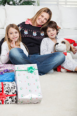 Image showing Loving Mother With Children During Christmas