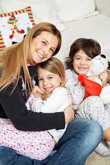 Image showing Loving Mother With Children During Christmas