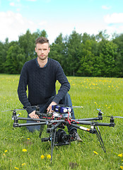 Image showing Technician With UAV Drone in Park