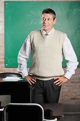 Image showing Teacher With Hands On Hips Looking Away In Classroom