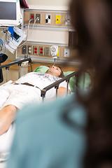 Image showing Patient Lying On Bed In Hospital Emergency