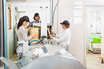 Image showing Beekeepers Working On Honey Extraction Plant