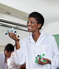 Image showing Teacher Analyzing Molecular Structure In Lab