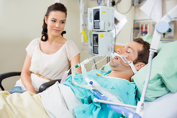 Image showing Woman Looking At Patient Resting