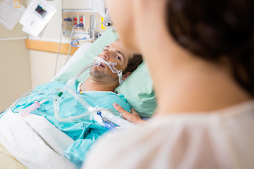 Image showing Man With Endotracheal Tube In Hospital