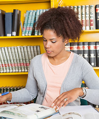 Image showing Student With Books Studying At Table In Library