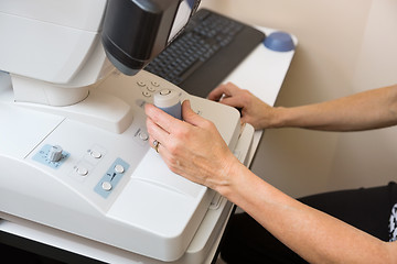 Image showing Optometrist Using Digital Retina Camera