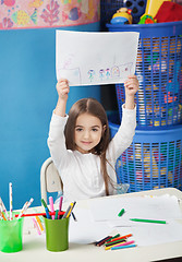 Image showing Girl Showing Drawing Paper In Art Class