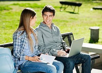 Image showing Students With Book And Laptop In Campus