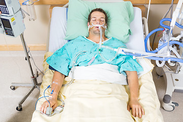 Image showing Patient With Endotracheal Tube Resting In Hospital