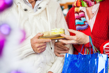 Image showing Couple Holding Christmas Present At Store