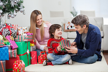 Image showing Happy Family With Christmas Gifts