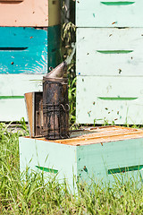 Image showing Bee Smoker At Apiary