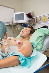 Image showing Patient With Holter Monitor Stuck To Chest