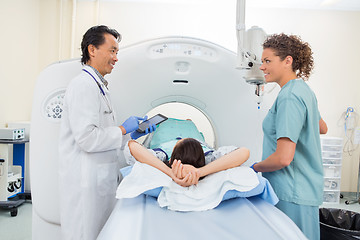 Image showing Medical Team With Patient In CT Scan Room