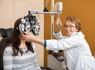 Image showing Young Woman Having Eye Exam