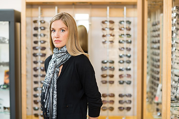 Image showing Woman Standing In Glasses Store