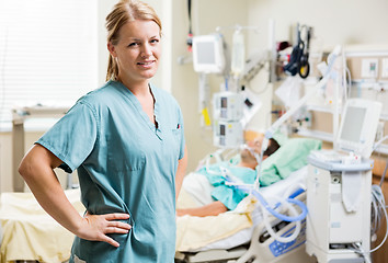 Image showing Confident Nurse With Patient Resting In Hospital