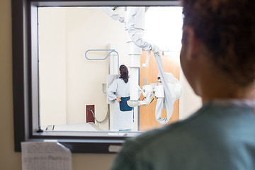 Image showing Patient Getting Chest Xray