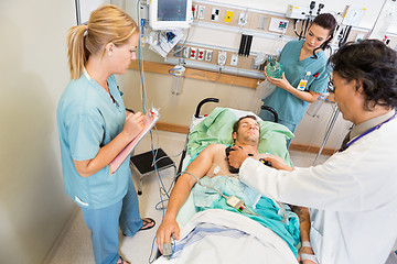 Image showing Doctor Defibrillating Critical Patient In Hospital