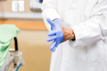 Image showing Doctor Wearing Sterilized Gloves In Hospital