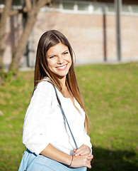 Image showing Student Carrying Shoulder Bag On College Campus