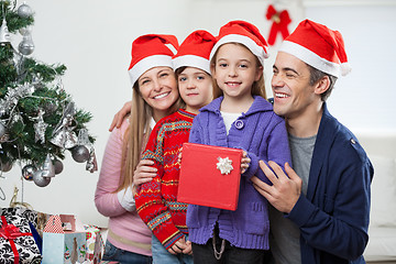 Image showing Children And Family With Christmas Gift