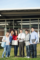 Image showing Professor With Students Standing On University Campus