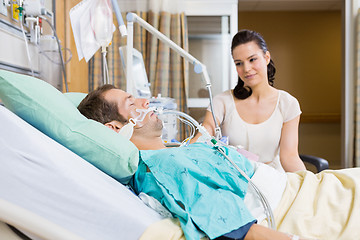 Image showing Woman Looking At Man In Hospital
