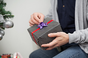 Image showing Man Holding Christmas Gift