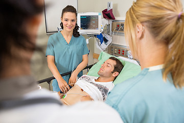 Image showing Nurses And Doctor Examining Patient