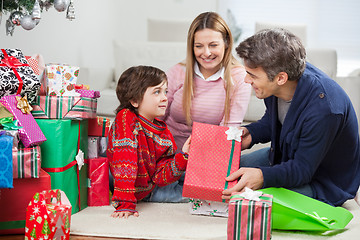 Image showing Family With Christmas Presents
