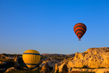 Image showing Hot air balloons in early morning